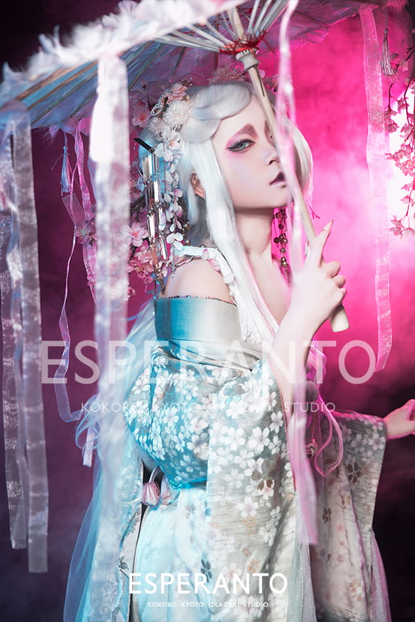 京都の変身写真スタジオで撮影された着物